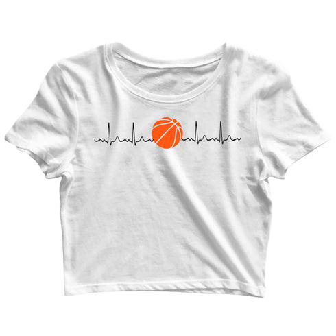 Sports Basketball Minimal Tributes - BASKETBALL IS LIFE Custom Printed Graphic Design Crop Top T-Shirt for Women